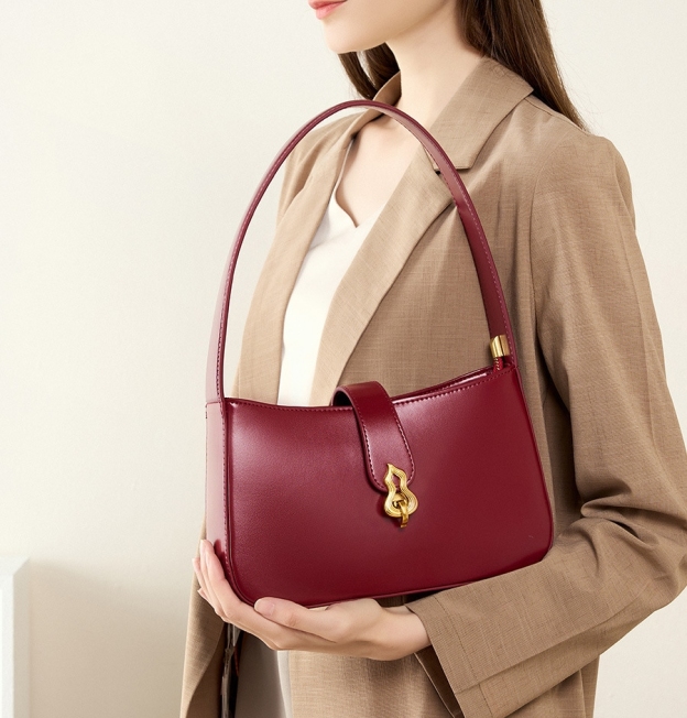 3色▪茶|黒|クラレット▪天然牛革ハンドバッグ▪牛革肩掛けバッグ