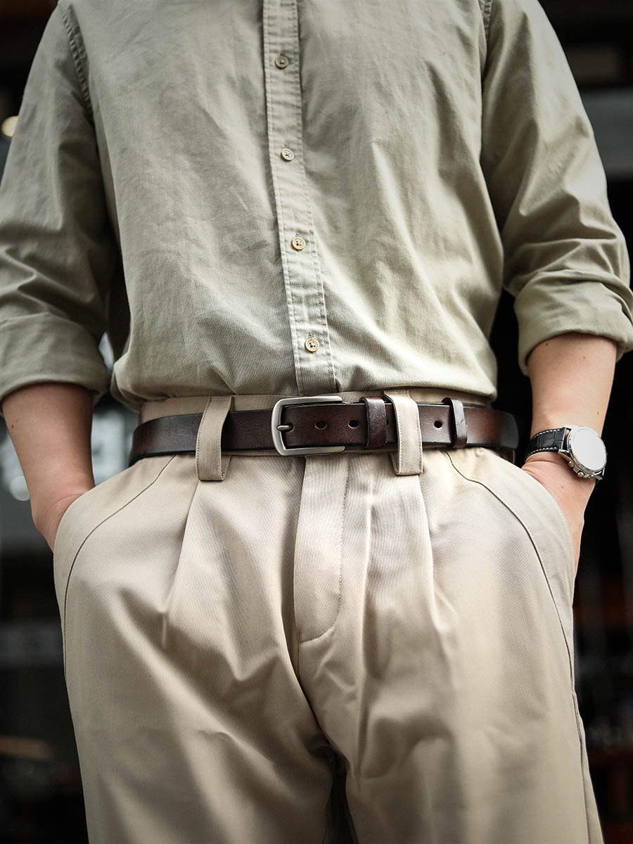 植物タンニン鞣しの天然牛革のレトロスタイル手作りベルトPD9009122HD