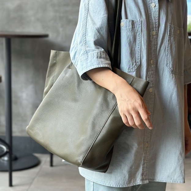 新作！茶|黒|緑※3色※厚みのある柔らかい天然牛革トートバッグ※牛革肩掛けバッグ