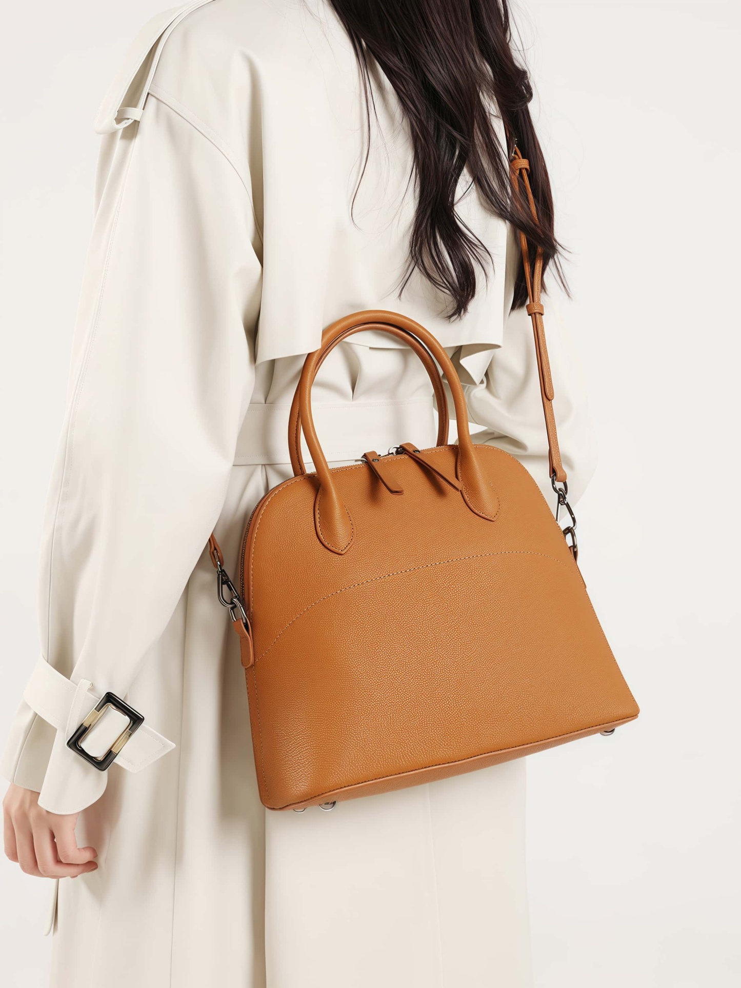 繊細なデザイン ！•カラメル/グレー/黒/3色•天然牛革ハンドバッグ•牛革ショルダーバッグ