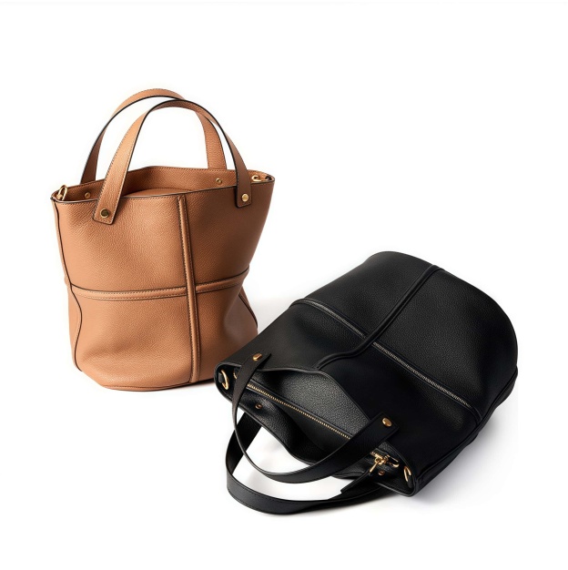 エレガントで高級感！•カラメル|黒|2色•3WAY•上質な厚手な天然軟めな牛革ハンドバッグ•牛革ショルダーバッグ