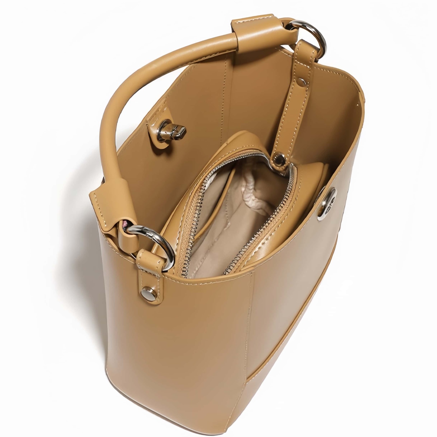 3WAY※One plus One-3WAY革新1+1※カーキ|黒|乳白|3色|牛革ハンドバッグ ※ 手持ちアウターバッグ+クロスボディインナーバッグ※