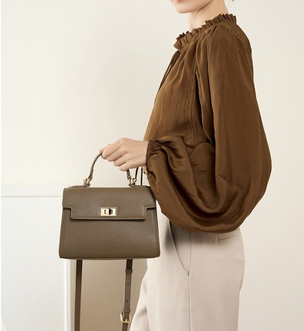 上品な気質 ！|黒|カラメル|カーキ|3色|牛革ハンドバッグ|牛革ショルダーバッグ