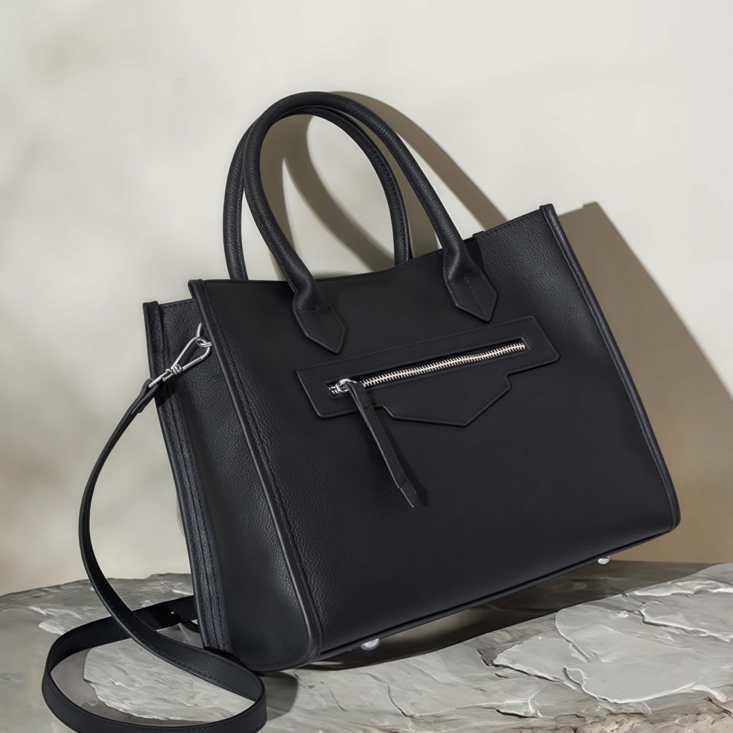 エレガント！グレー|黒|カラメル|3色•3WAY•天然の厚みのある柔らかい牛革ハンドバッグ•牛革肩掛けバッグ