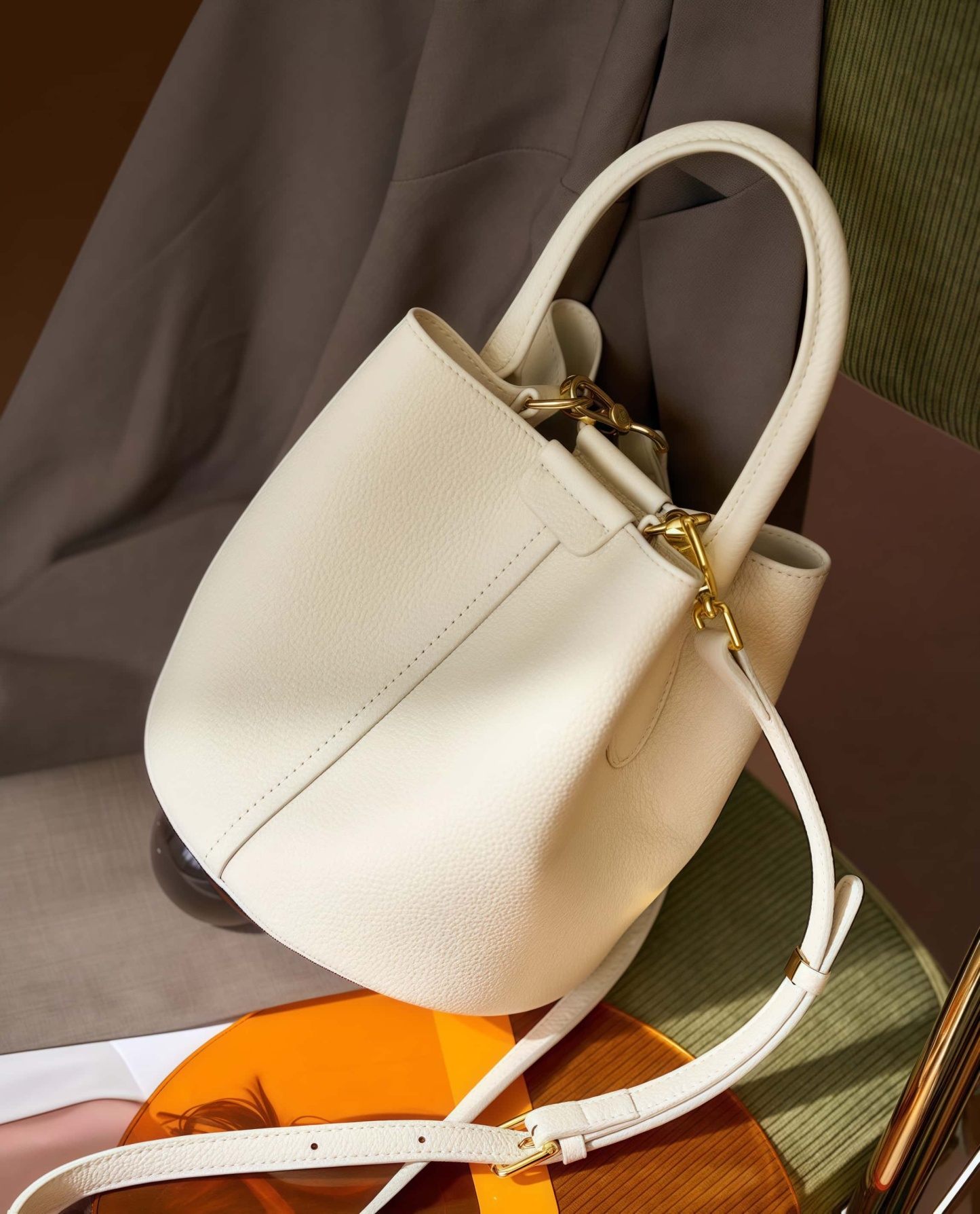 子袋付きの多機能牛革バッグ|本革ハンドバッグ｜斜め掛けバッグ｜2本のショルダーストラップが付属して