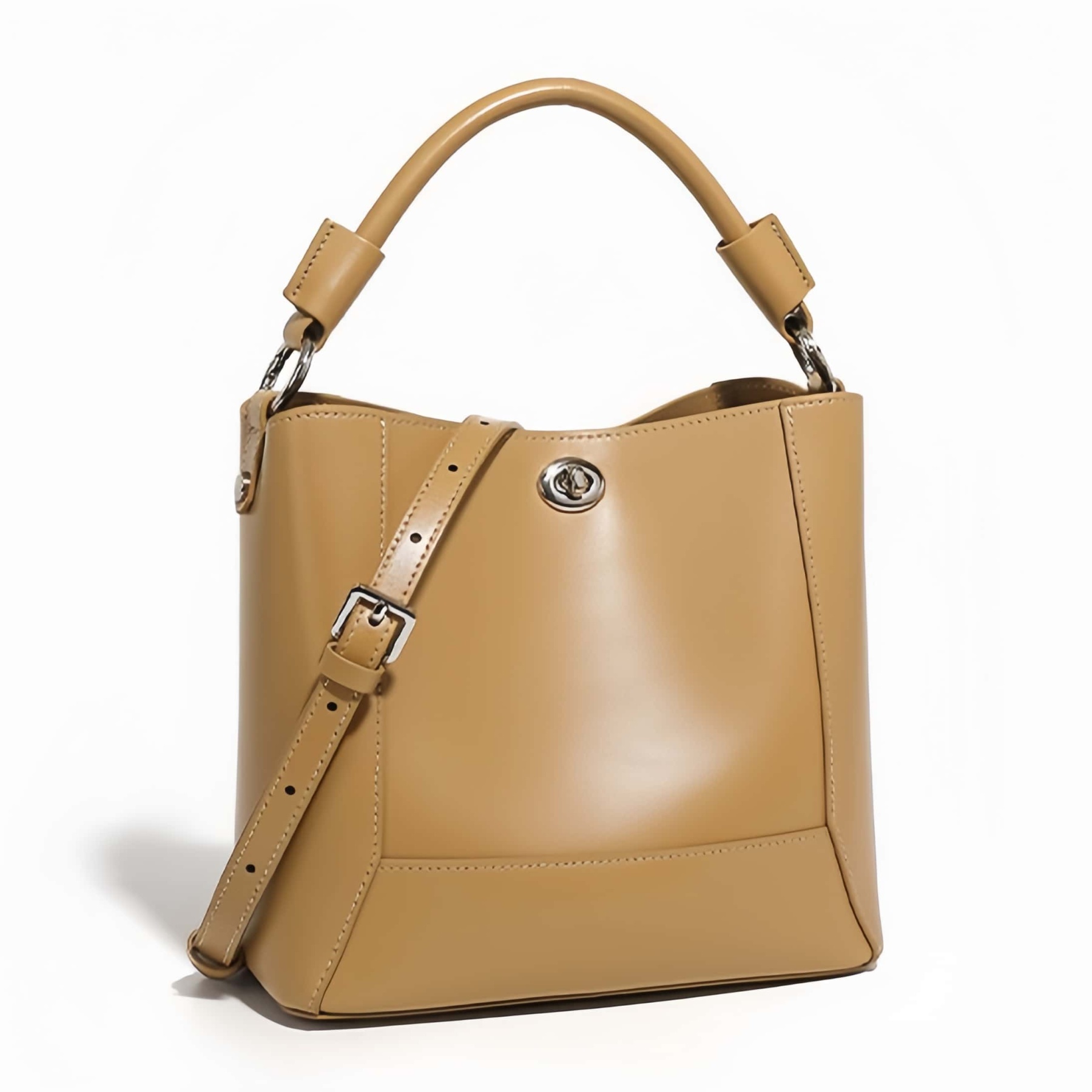 3WAY※One plus One-3WAY革新1+1※カーキ|黒|乳白|3色|牛革ハンドバッグ ※ 手持ちアウターバッグ+クロスボディインナーバッグ※