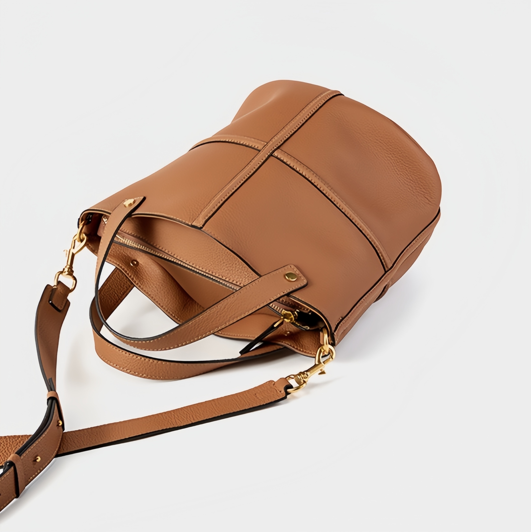 エレガントで高級感！•カラメル|黒|2色•3WAY•上質な厚手な天然軟めな牛革ハンドバッグ•牛革ショルダーバッグ