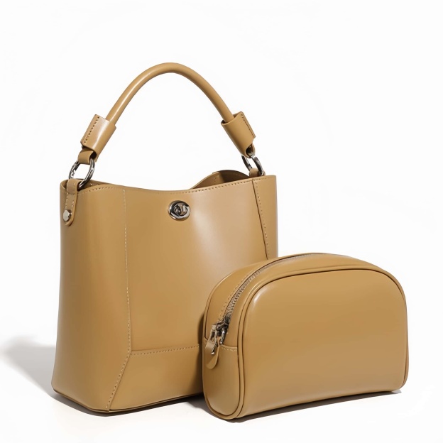 3WAY※One plus One-3WAY革新1+1※カーキ|黒|乳白|3色|牛革ハンドバッグ ※ 手持ちアウターバッグ+クロスボディインナーバッグ※