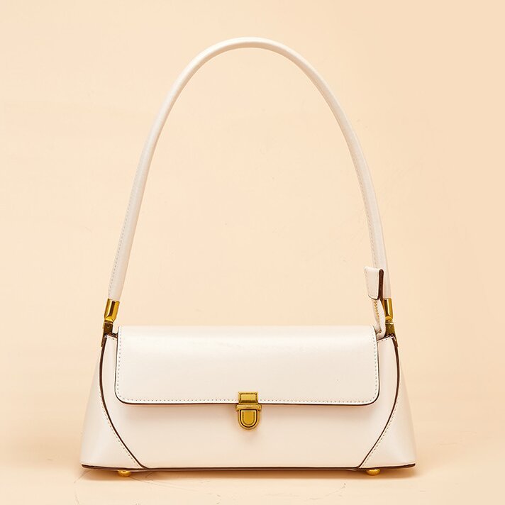 高級感 !|茶|黒|白|カーキ|4色|牛革ショルダーバッグ|牛革ハンドバッグ