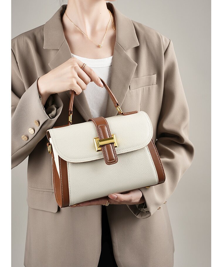 上質の魅力 ！|白|グレー|2色|牛革ハンドバッグ♥牛革ショルダーバッグ