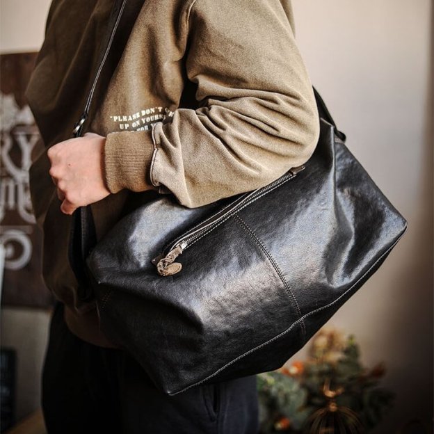 植物タンニン鞣しの天然牛革ショルダーバッグ/ボストンバッグXK4068786HD