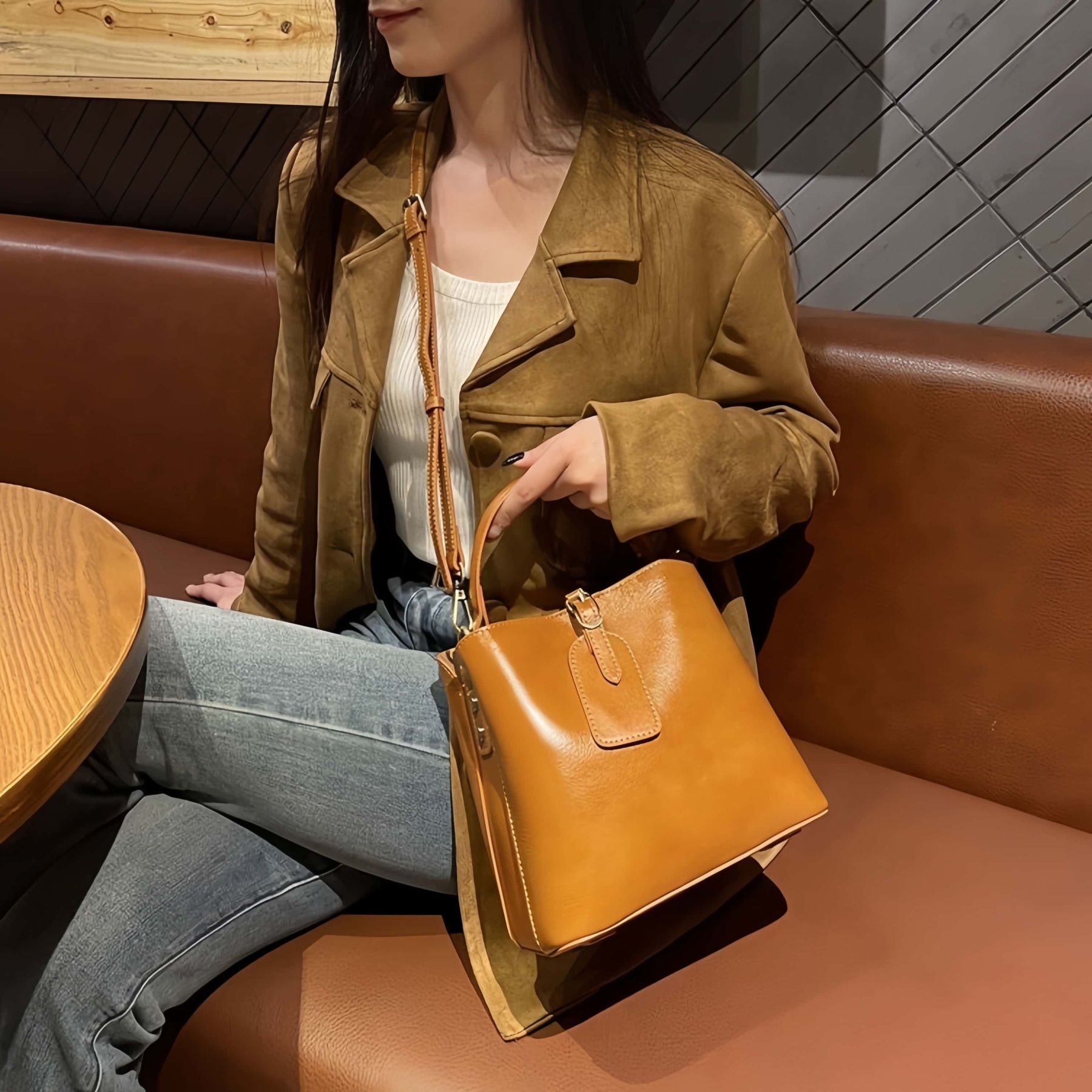 レディースレザーバッグ|牛革ハンドバッグ|3WAY|7色|牛革ショルダーバッグ