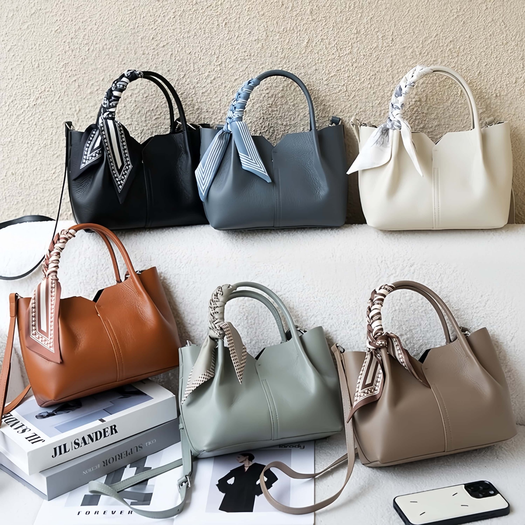 細部にわたって美し ！•3WAY•4色•牛革ハンドバッグ•本革ショルダーバッグ• 斜めショルダーバッグ