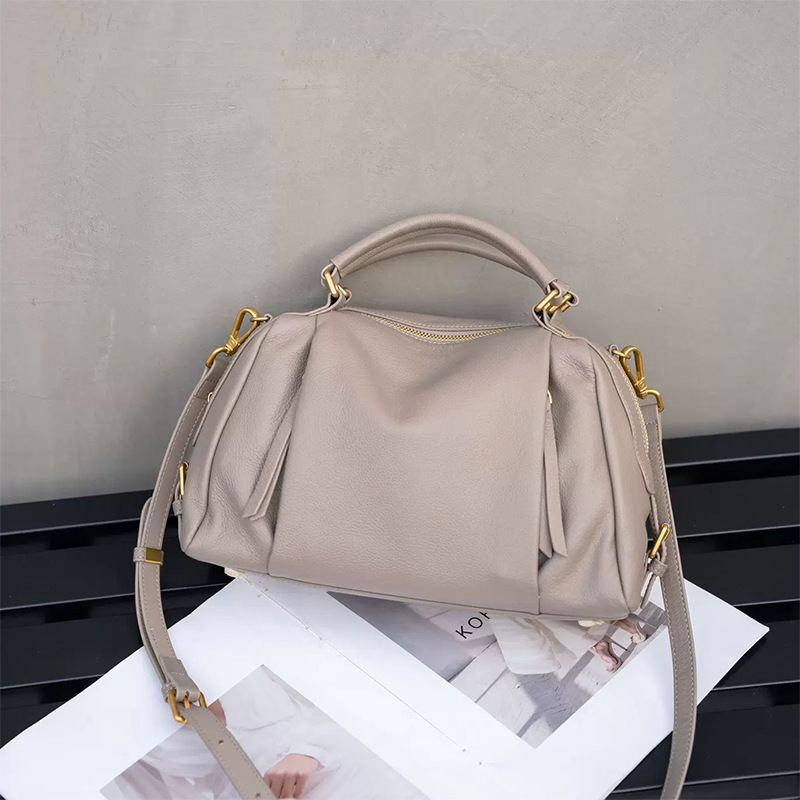 スタイリッシュ！•2色•3WAY•天然厚み柔らかい牛革ハンドバッグ・牛革肩掛けバッグ