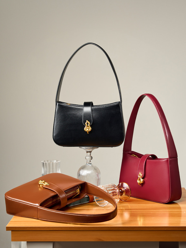 3色▪茶|黒|クラレット▪天然牛革ハンドバッグ▪牛革肩掛けバッグ