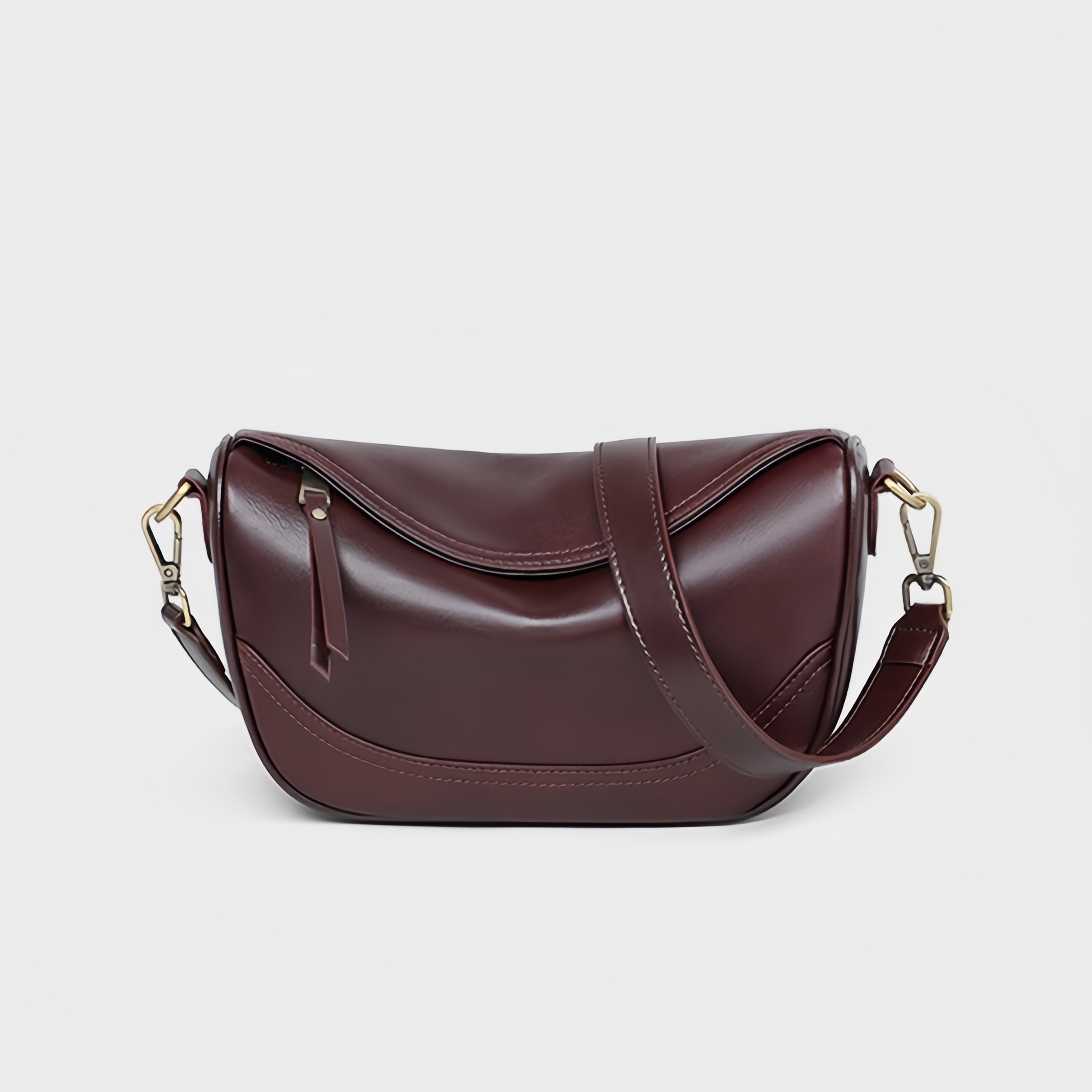 快適なタッチ感 ! |茶|天然牛革ショルダーバッグ|牛革ハンドバッグ•