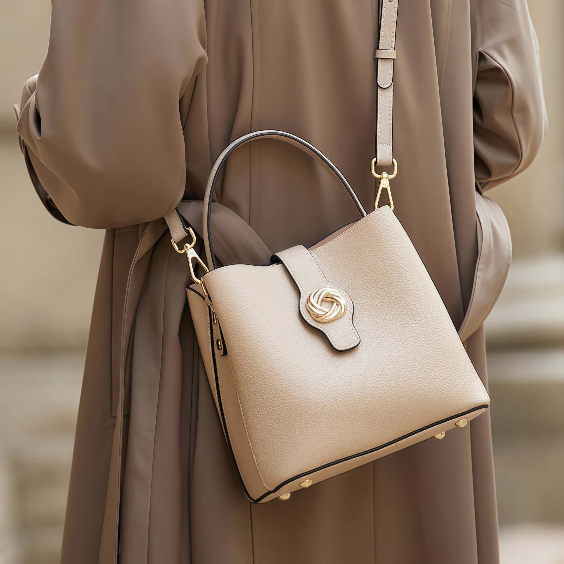 高級感 ！•黒|カーキ|ベージュ|•3色•天然牛革ハンドバッグ•牛革ショルダーバッグ