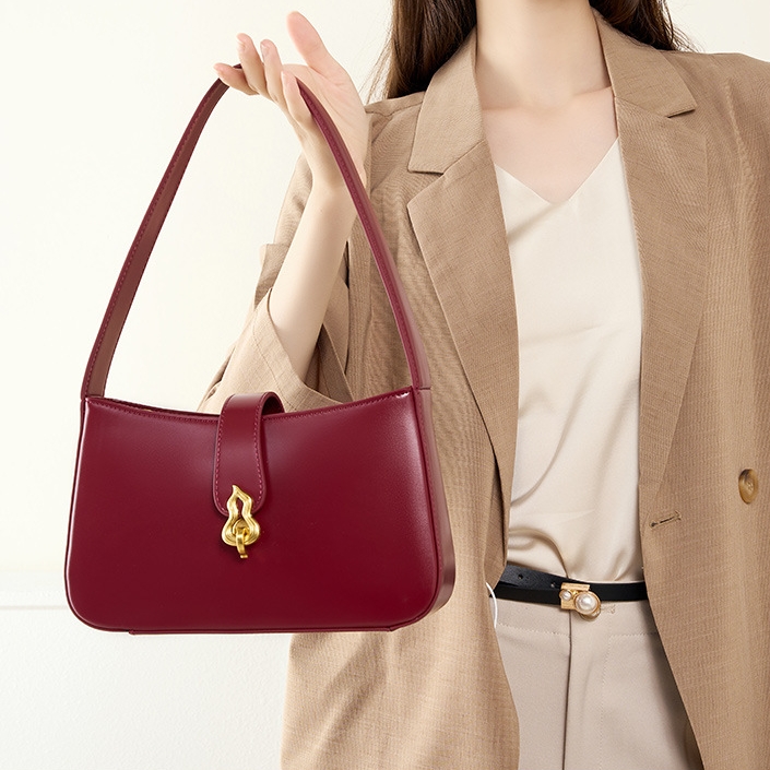 3色▪茶|黒|クラレット▪天然牛革ハンドバッグ▪牛革肩掛けバッグ