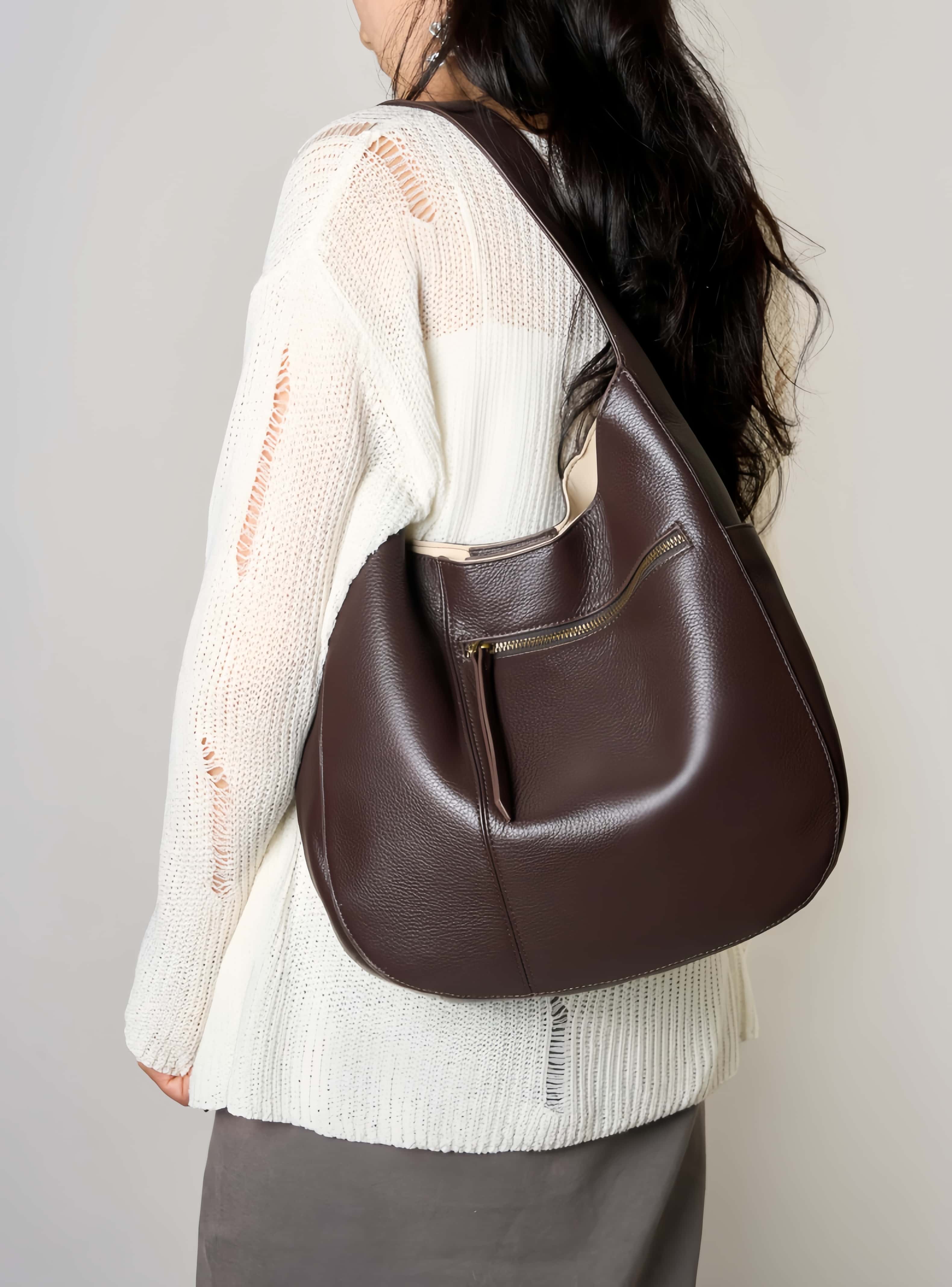 細部まで丁寧！|黒|コーヒー|2色|牛革ハンドバッグ |牛革トートバッグ