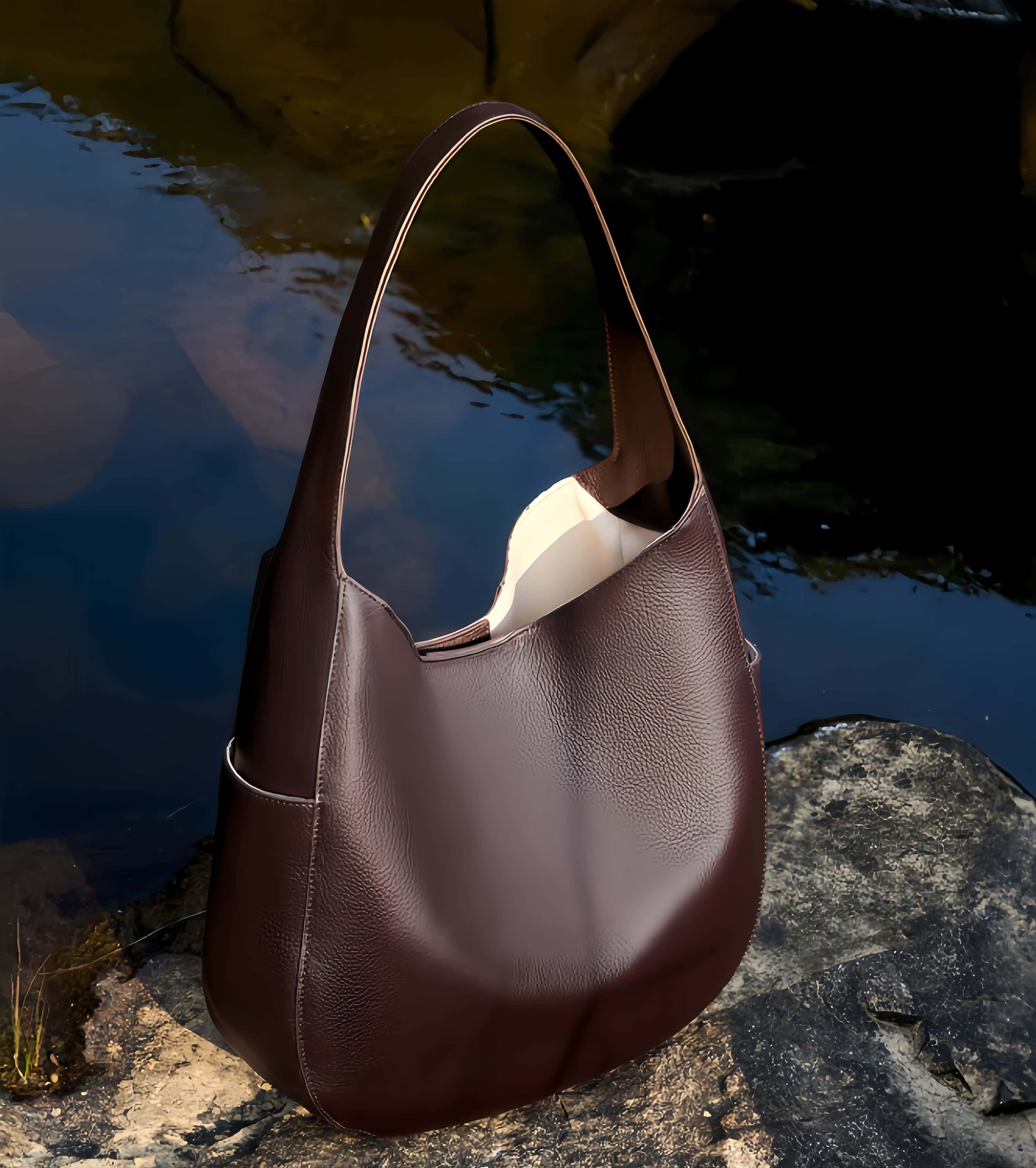 細部まで丁寧！|黒|コーヒー|2色|牛革ハンドバッグ |牛革トートバッグ