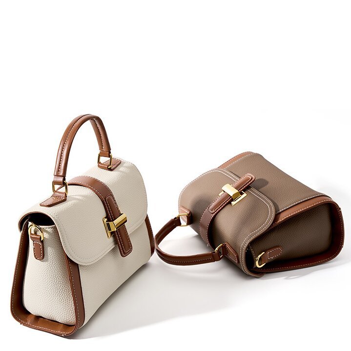 上質の魅力 ！|白|グレー|2色|牛革ハンドバッグ♥牛革ショルダーバッグ