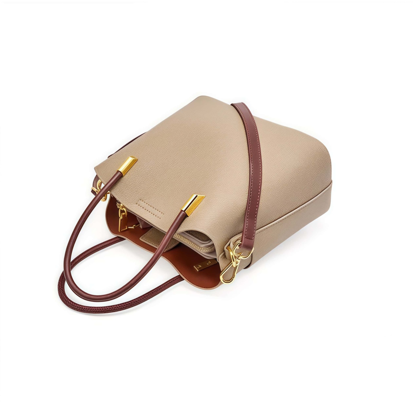 おしゃれで素敵！黒|カーキ|カラメル|3色|牛革ハンドバッグ｜牛革斜め掛けバッグ｜牛革ショルダ一バッグ