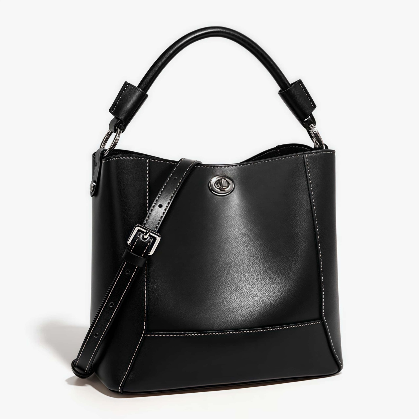 3WAY※One plus One-3WAY革新1+1※カーキ|黒|乳白|3色|牛革ハンドバッグ ※ 手持ちアウターバッグ+クロスボディインナーバッグ※