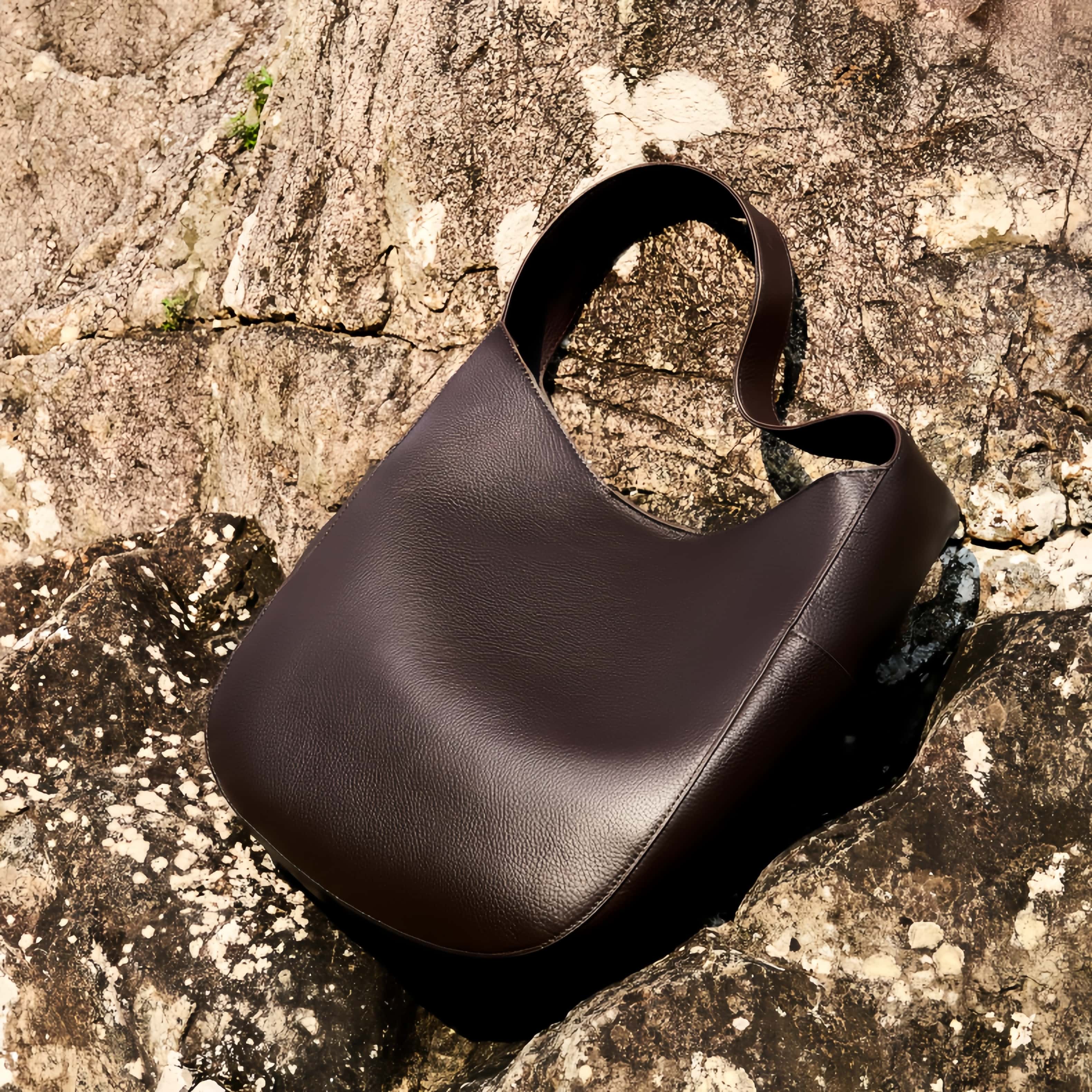 細部まで丁寧！|黒|コーヒー|2色|牛革ハンドバッグ |牛革トートバッグ