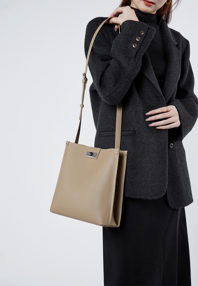 細部まで丁寧 ！|黒|カーキ|天然牛革斜ショルダーバッグ|牛革肩掛けバッグ