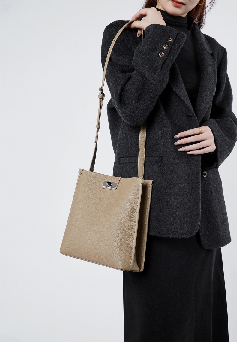 細部まで丁寧 ！|黒|カーキ|天然牛革斜ショルダーバッグ|牛革肩掛けバッグ