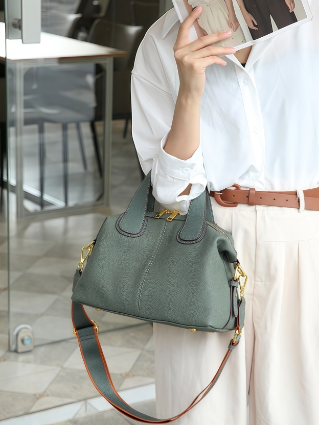 はフェミニンな魅力 ！•5色•3WAY•天然牛革ハンドバッグ•牛革ショルダーバッグ•2本の肩ベルト