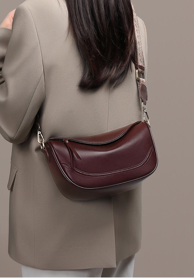 快適なタッチ感 ! |茶|天然牛革ショルダーバッグ|牛革ハンドバッグ•