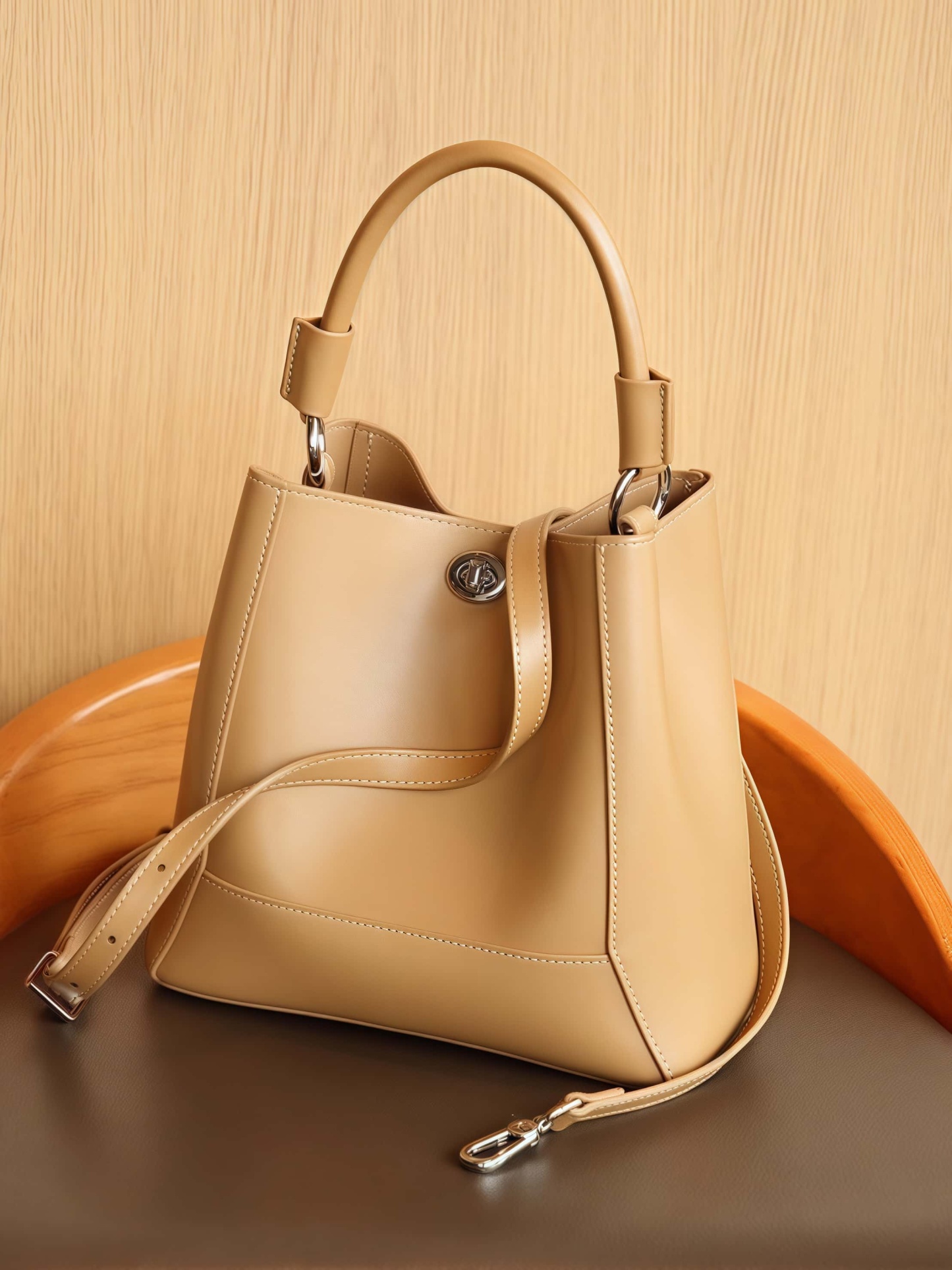 3WAY※One plus One-3WAY革新1+1※カーキ|黒|乳白|3色|牛革ハンドバッグ ※ 手持ちアウターバッグ+クロスボディインナーバッグ※