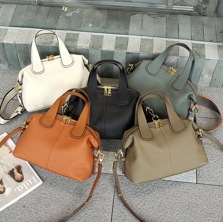 優雅なデザイン！•3WAY•5色•天然厚み柔らかい牛革ハンドバッグ・牛革斜めがけバッグ