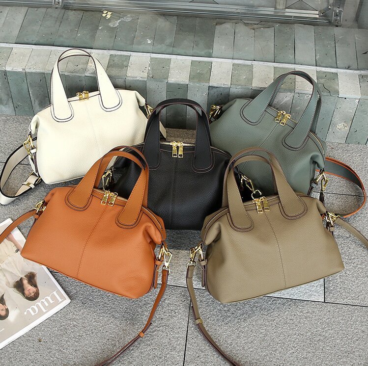 優雅なデザイン！•3WAY•5色•天然厚み柔らかい牛革ハンドバッグ・牛革斜めがけバッグ