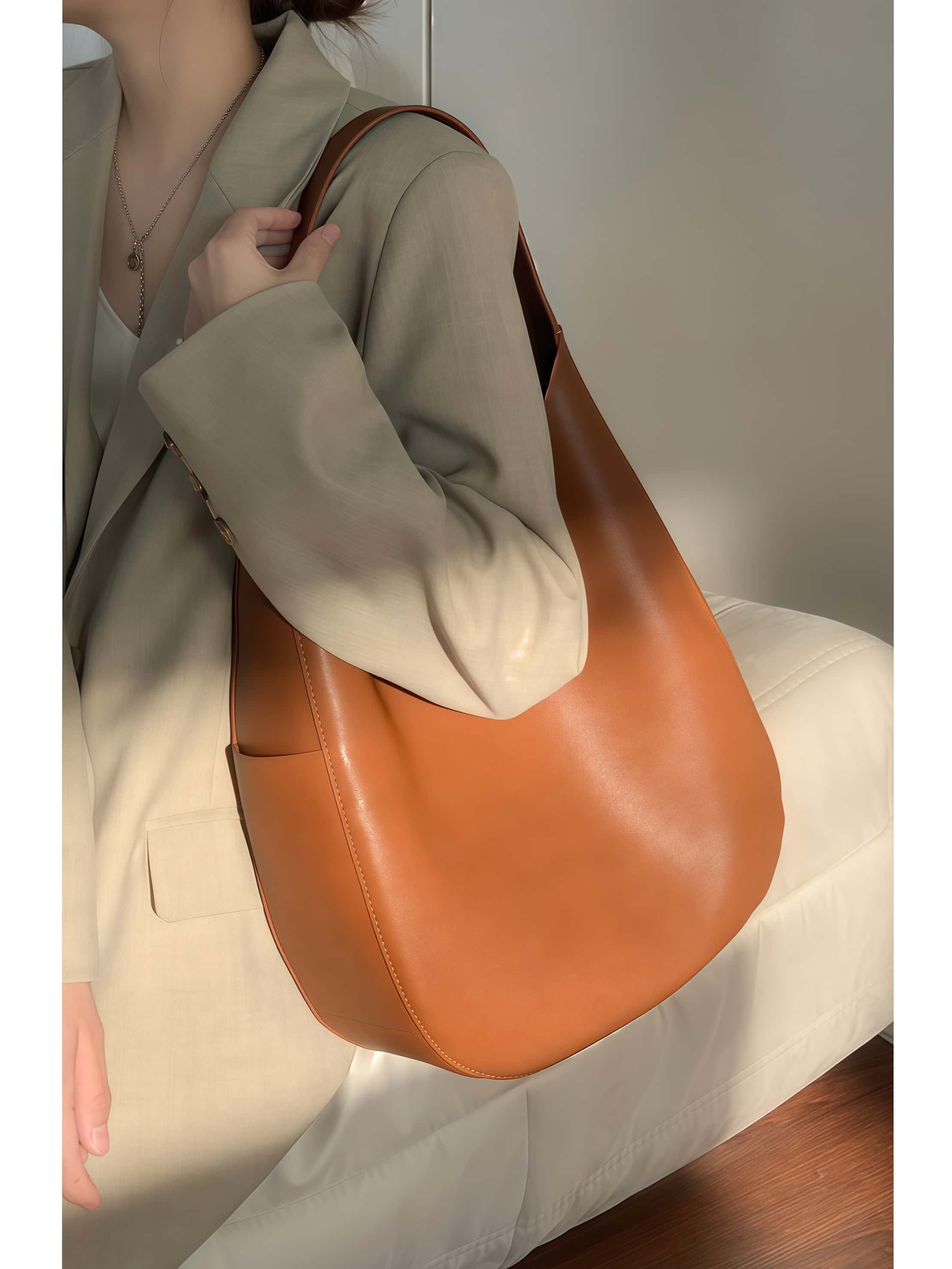 天然牛革トートバッグ •シンプルでレトロなスタイル