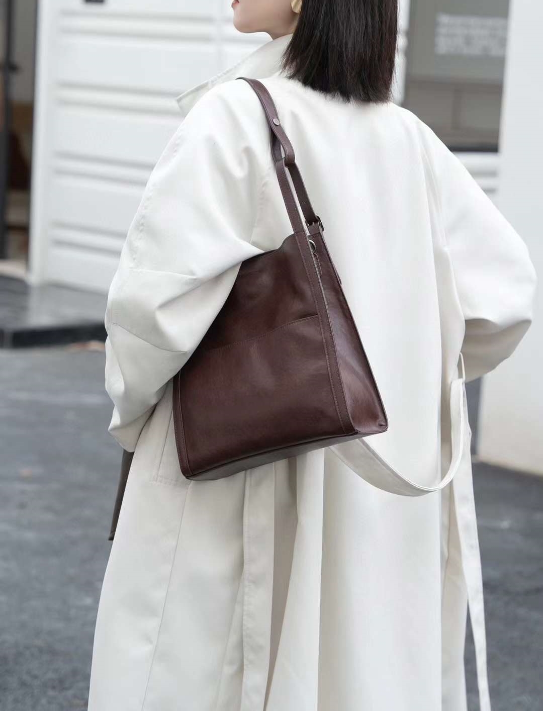 革の質感が素敵！※茶|黒※2色※3WAY※天然牛革ハンドバッグ※ 牛革斜ショルダーバッグ