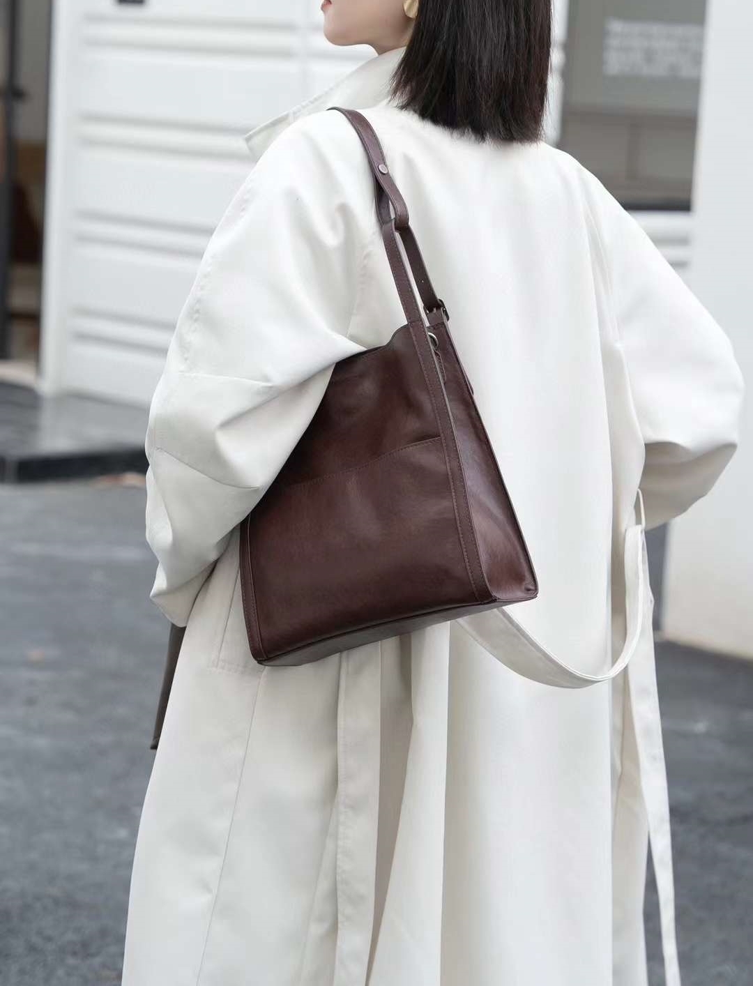 革の質感が素敵！※茶|黒※2色※3WAY※天然牛革ハンドバッグ※ 牛革斜ショルダーバッグ