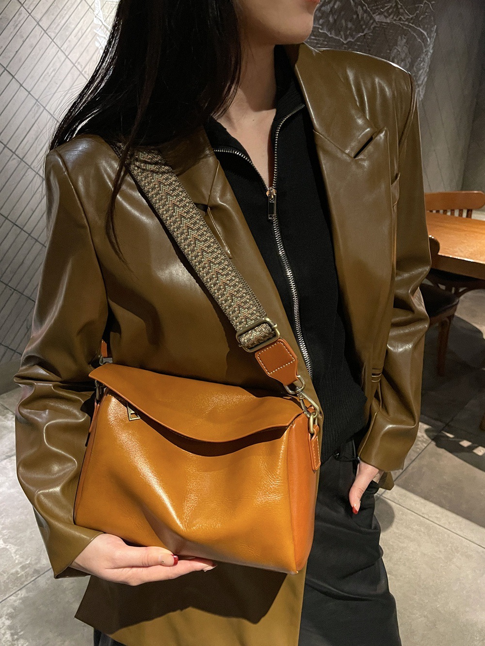 3WAY|6色|植物タンニン鞣しの天然牛革女性用斜めがけバッグ|牛革トートバッグ|2本の肩ベルトを付属