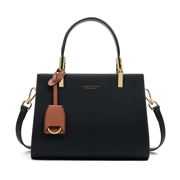 トレンディ ！•黒•3WAY•天然牛革ハンドバッグ•牛革ショルダーバッグ