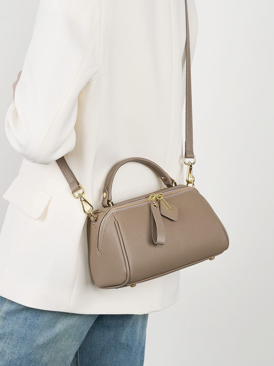 洗練されたエレガンス ！•グレー|黒|カラメル|3色•3WAY•天然牛革ハンドバッグ•牛革ショルダーバッグ