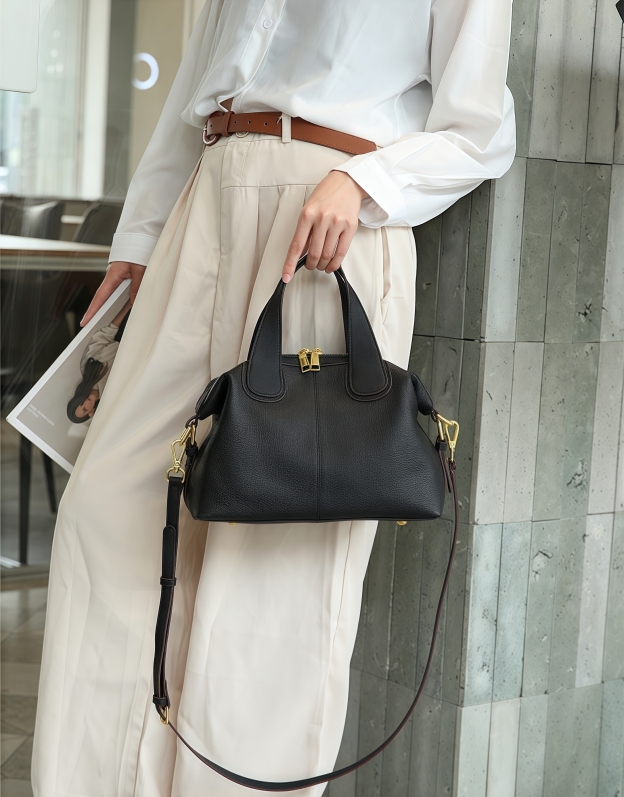 はフェミニンな魅力 ！•5色•3WAY•天然牛革ハンドバッグ•牛革ショルダーバッグ•2本の肩ベルト