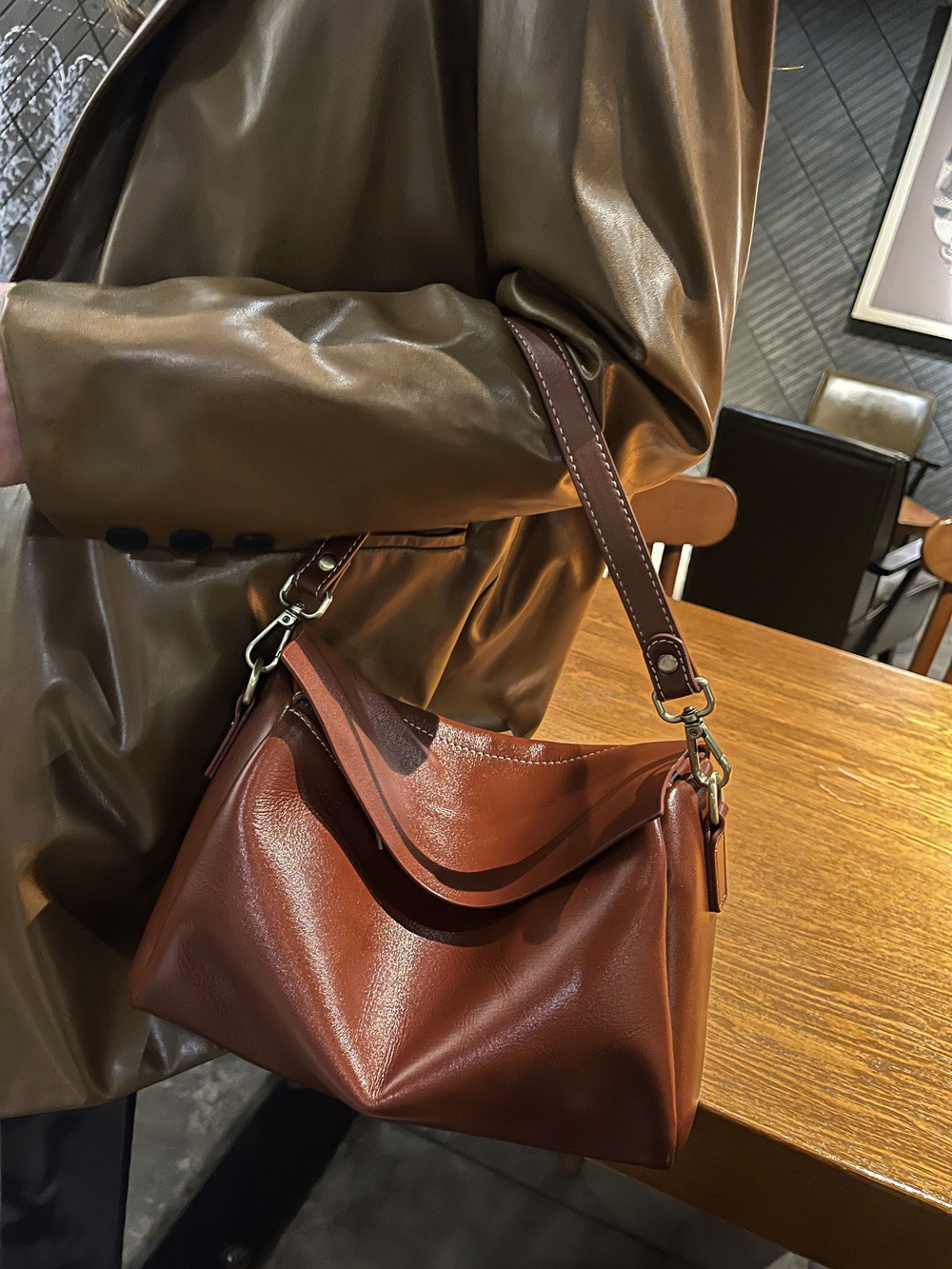 3WAY|6色|植物タンニン鞣しの天然牛革女性用斜めがけバッグ|牛革トートバッグ|2本の肩ベルトを付属