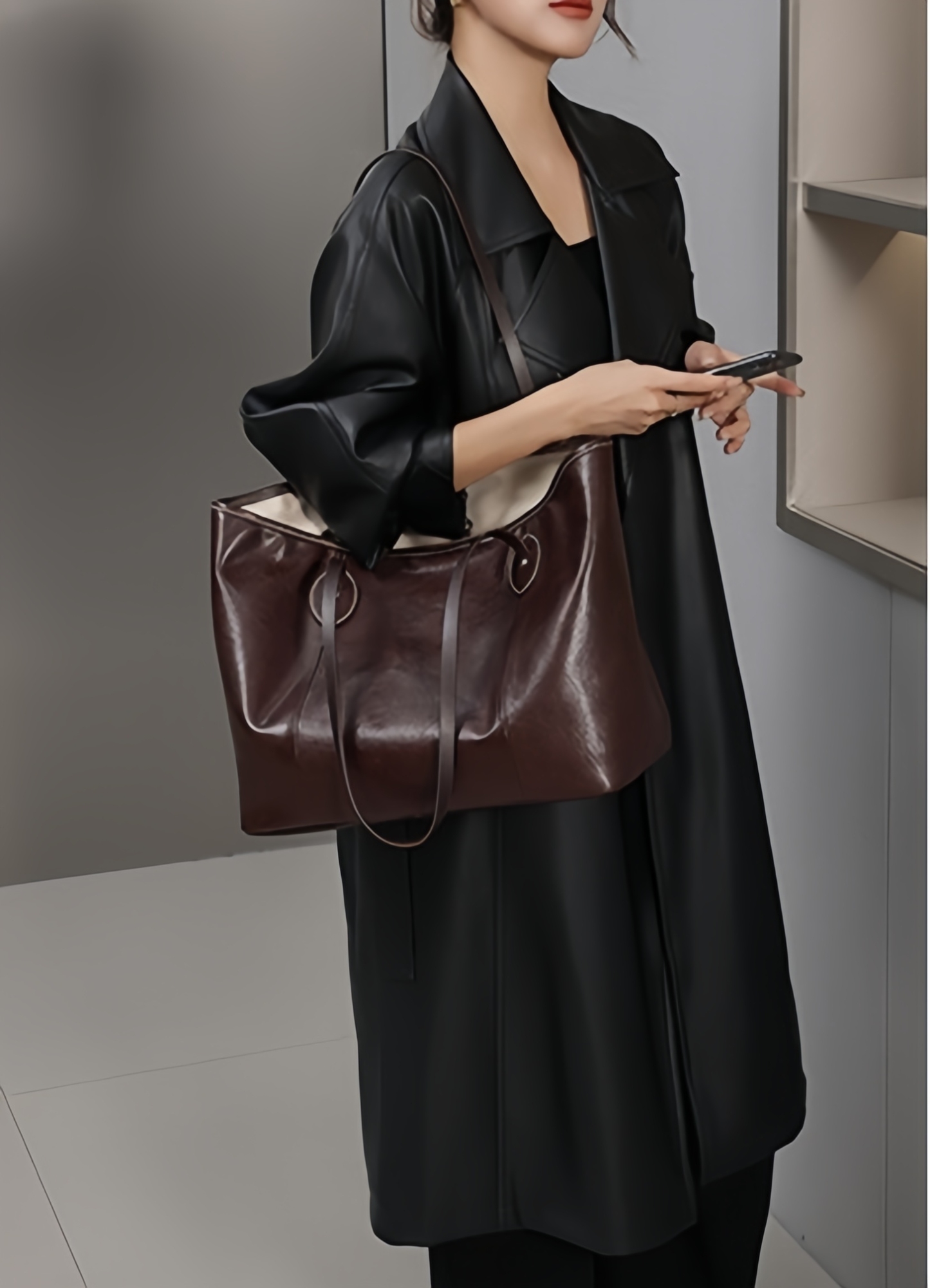 夏の新作 ！•上品•黒|茶•天然牛革ハンドバッグ•牛革トートバッグ