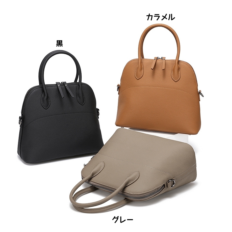 繊細なデザイン ！•カラメル/グレー/黒/3色•天然牛革ハンドバッグ•牛革ショルダーバッグ