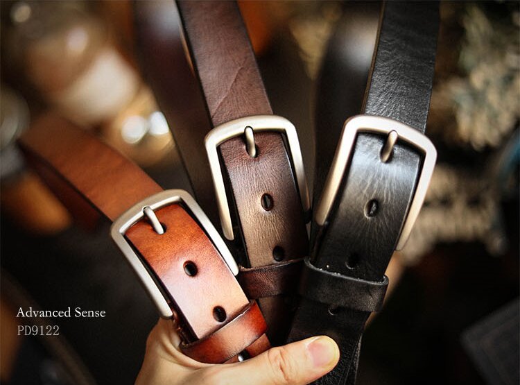 植物タンニン鞣しの天然牛革のレトロスタイル手作りベルトPD9009122HD