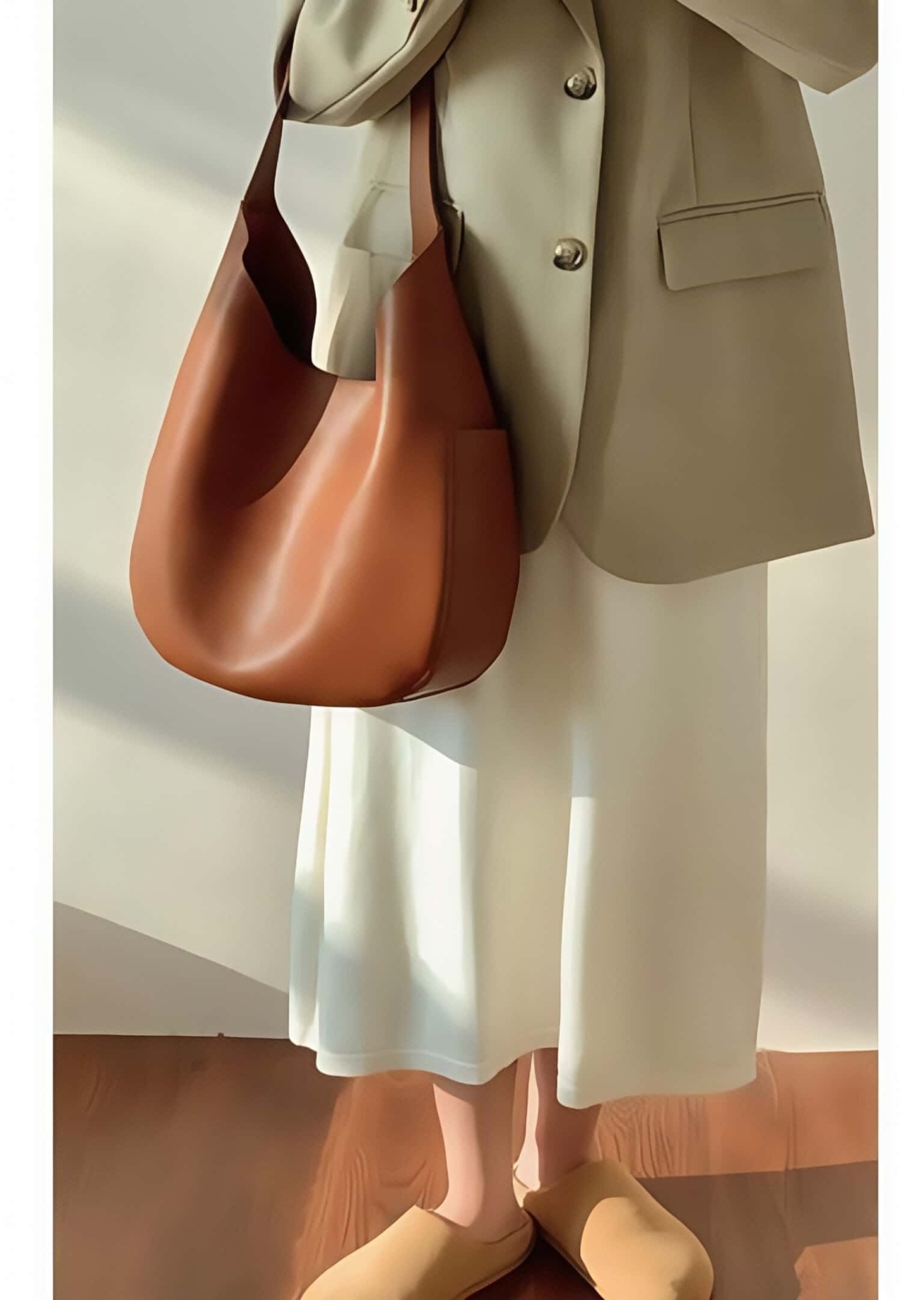 天然牛革トートバッグ •シンプルでレトロなスタイル