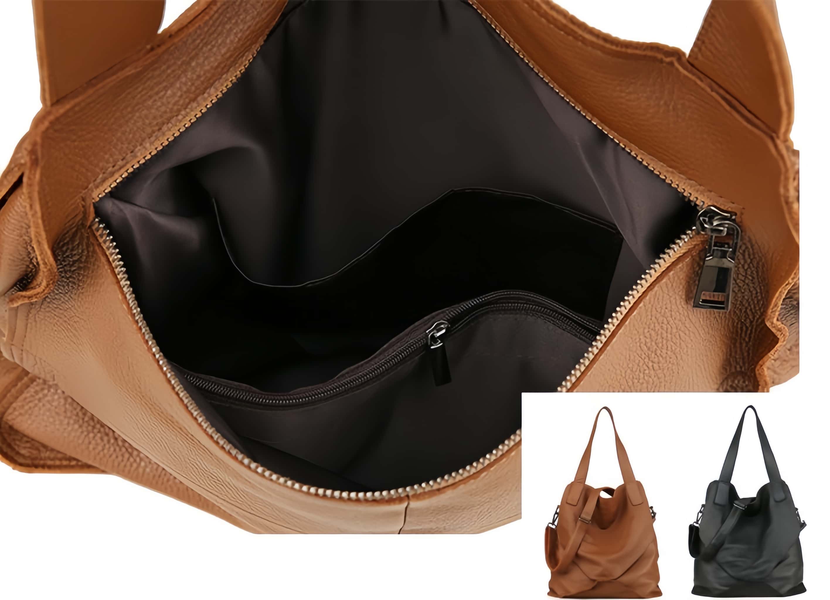 新作！【粋】シリーズ|茶|黒|2色|2WAY|天然牛革製トートバッグ兼斜め掛けバッグ|シンプルで魅力的な大容量デザイン