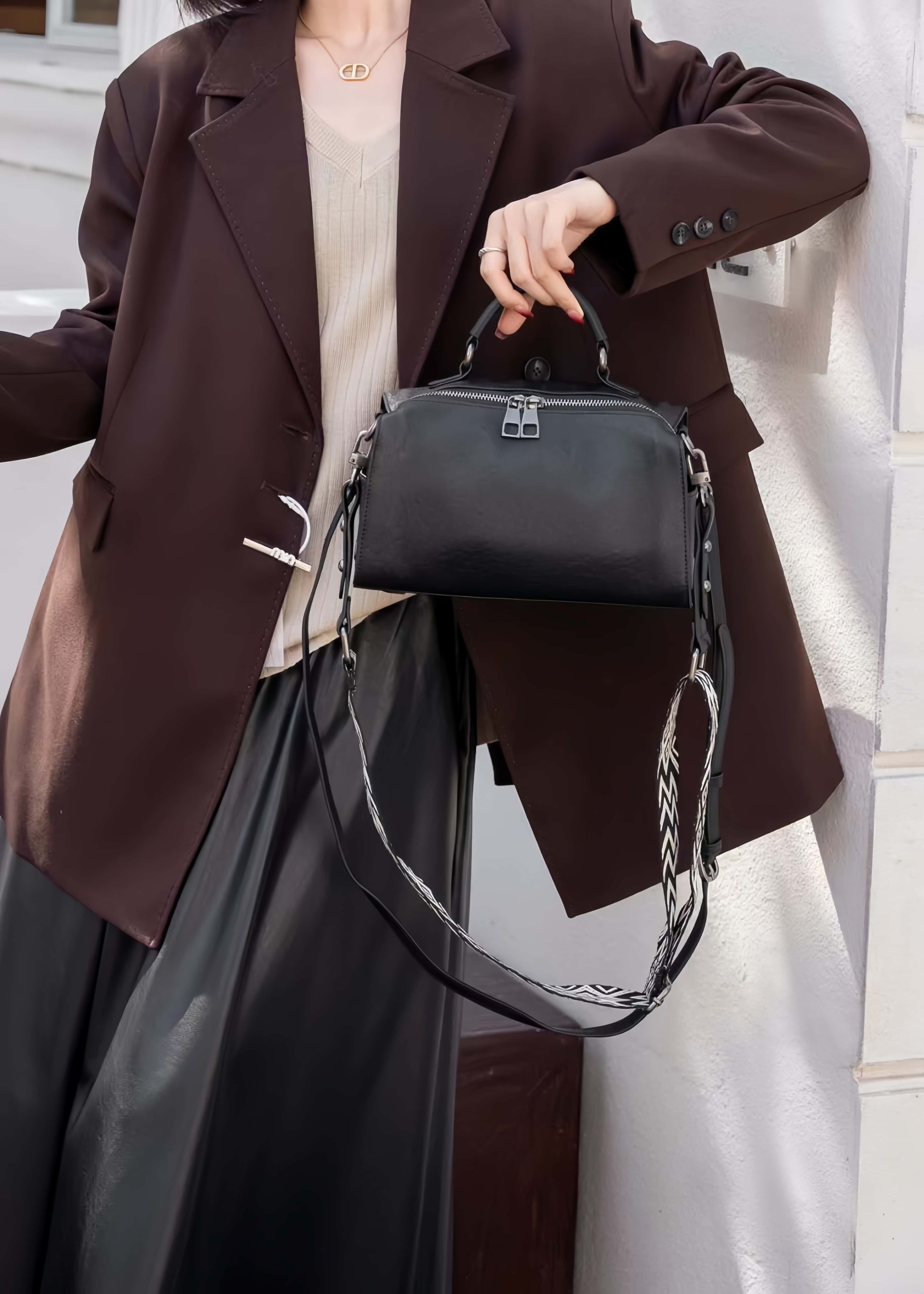 ▪黒|茶▪3WAY▪天然牛革ハンドバッグ▪牛革ショルダーバッグ