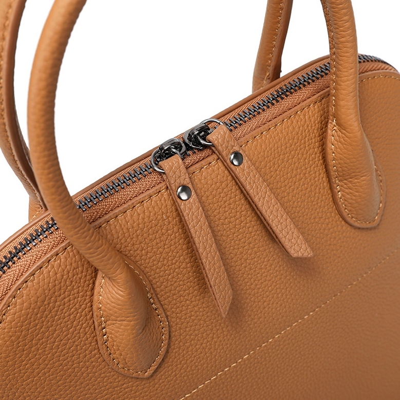 繊細なデザイン ！•カラメル/グレー/黒/3色•天然牛革ハンドバッグ•牛革ショルダーバッグ